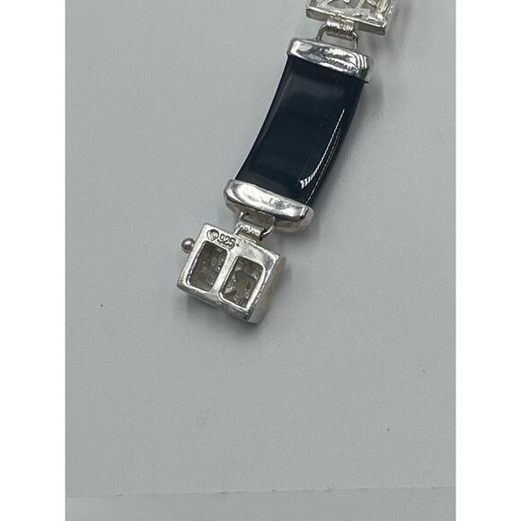 Vintage 1960's Signed Chinese Jadeite Sterling Panel Link Bracelet 7.5" Length - Picture 13 of 14